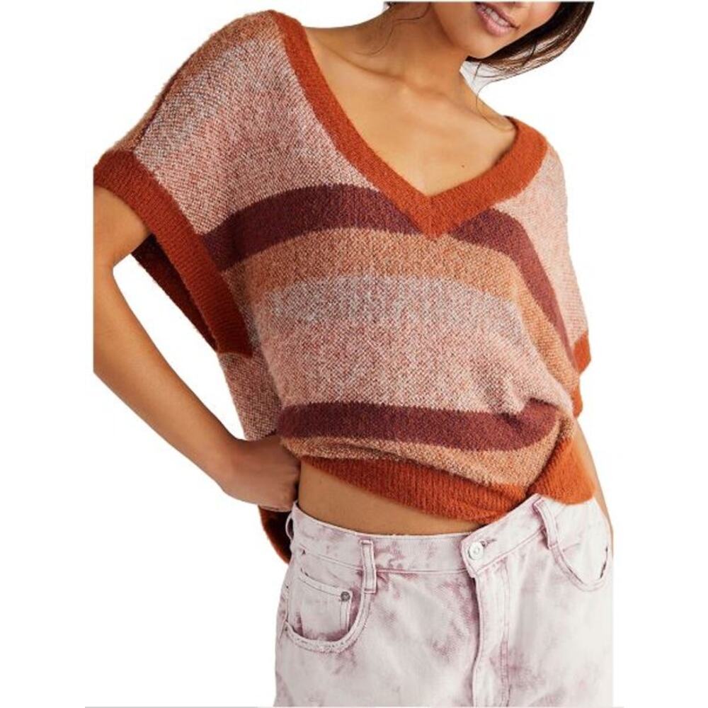Free People Top Through The Motions Vest In Backroads Combo SMALL